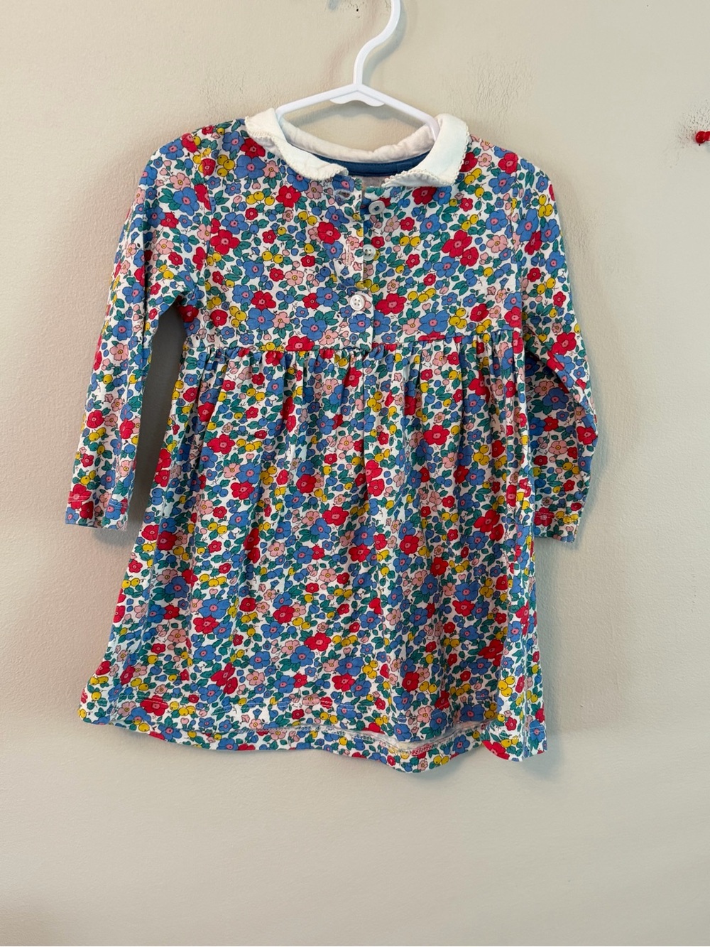 Baby Boden Girls' Floral Long-Sleeve Dress - Blue & Multicolor